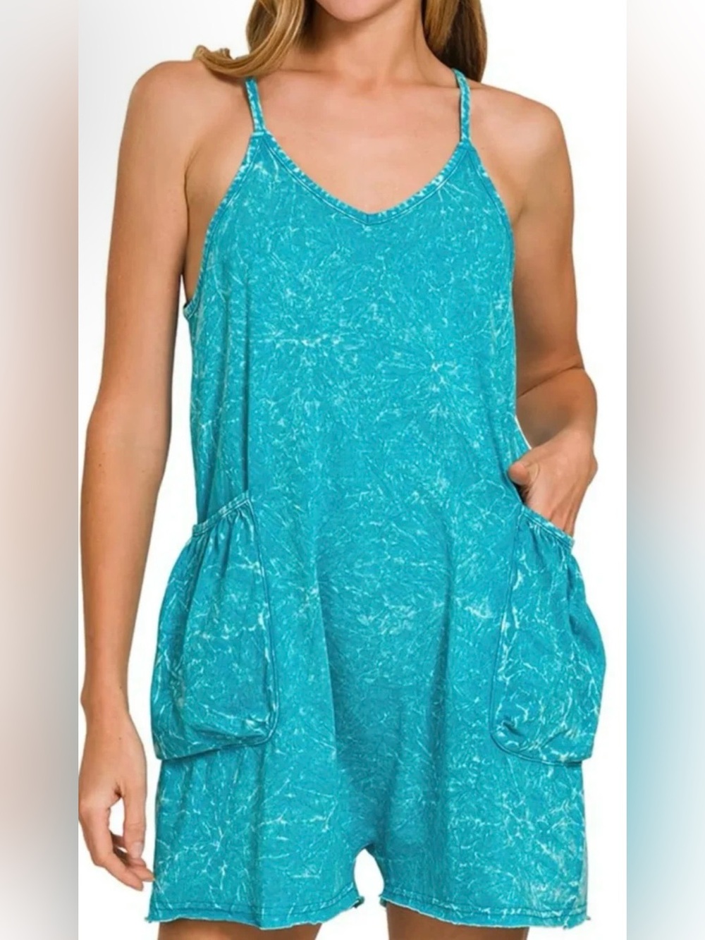 Zenana Teal Oversized Romper